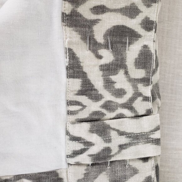 Pottery Barn Ingrid Drape Gray Ivory Ikat Cotton Lined 50" x 84" - Picture 3 of 5